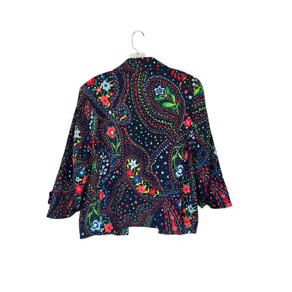 Alfred Dunner Plus Blue Red Floral Colorful Fun Playful Open Front Blazer 14 - Picture 8 of 11